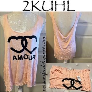 NEW 2Kuhl Trend Pink Amour Relaxed Tank Top Size XL